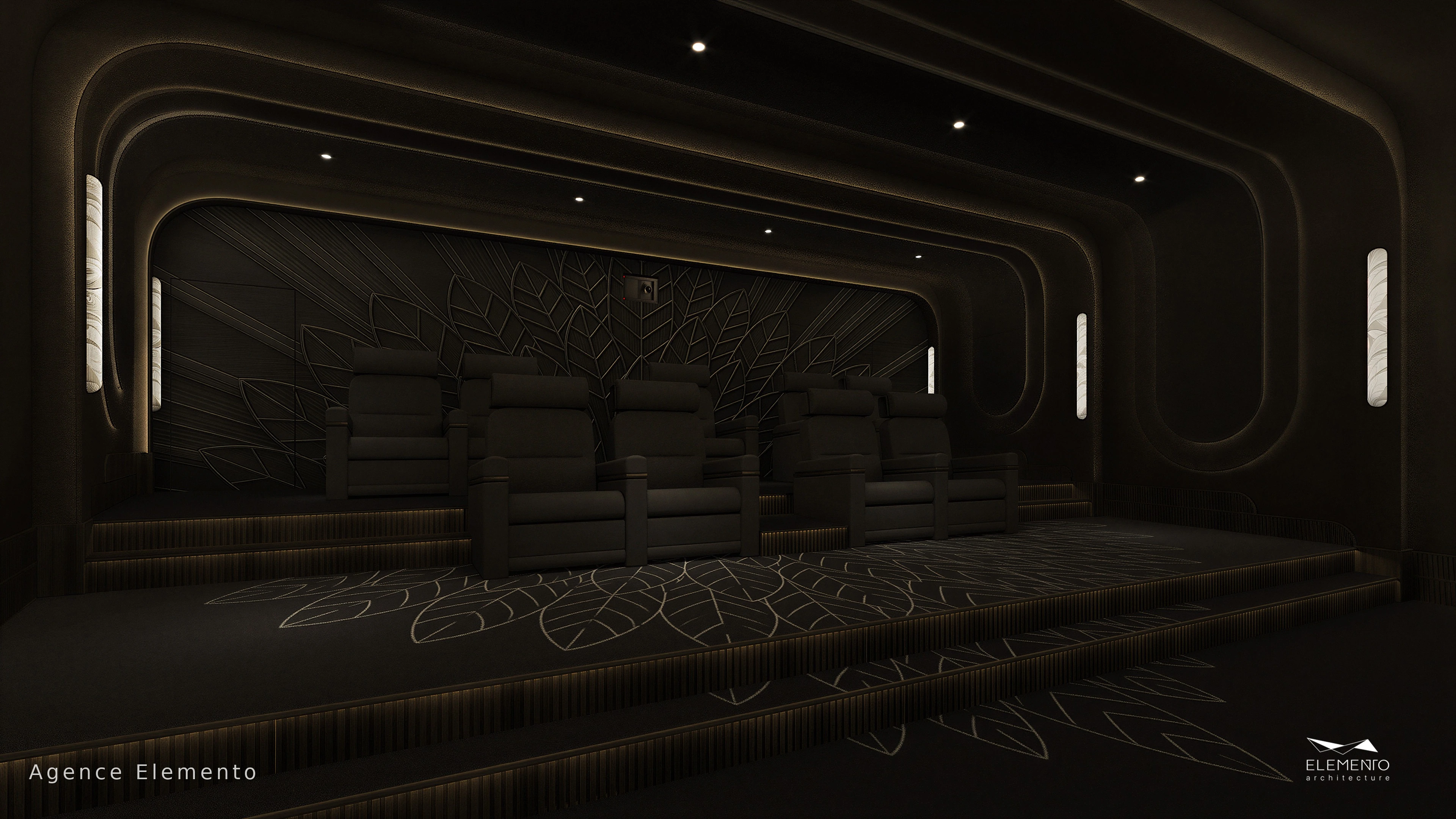 Vue 3D — cinéma privé VIP